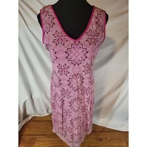 Vintage Y2K RJ Collection Size 6 Pink Mesh Overlay V Neck Beaded Hem Phoebe...